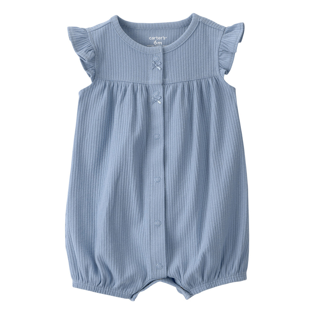 Carter's Baby Girl's Drop Needle Stitch Ruffled Sleeves Buttoned Creeper - Blue