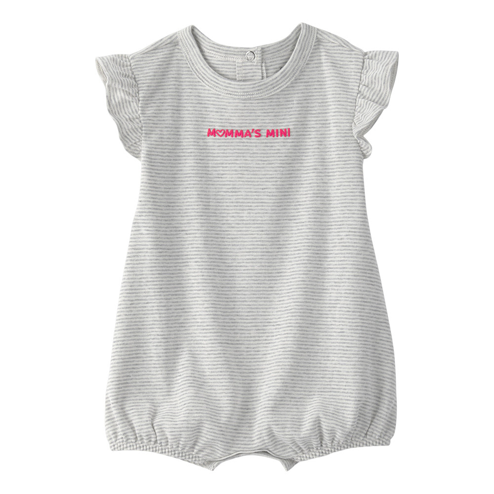 Carters - Baby Girl's Ruffled Sleeves Striped Creeper - Grey
