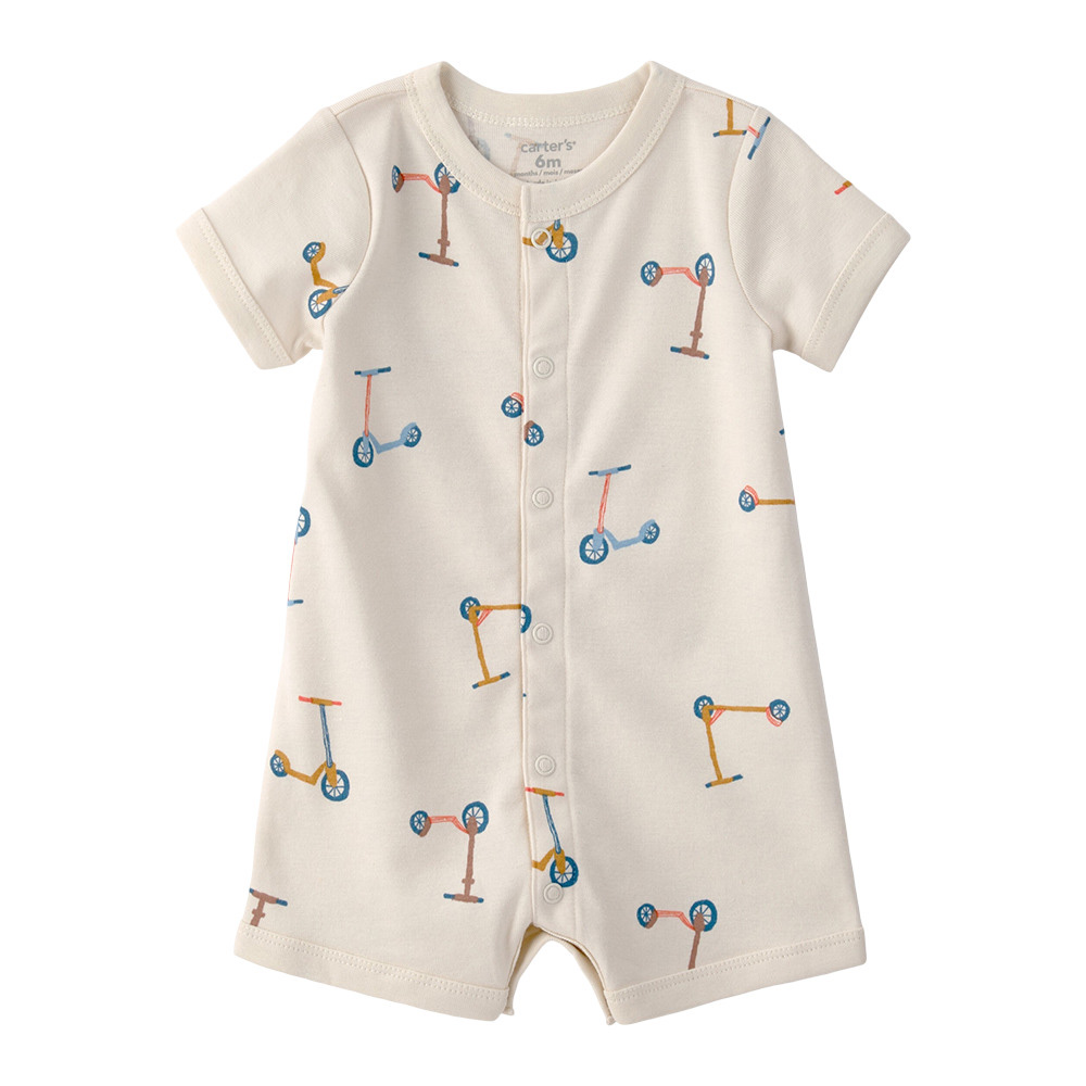 Carter's Baby Boy's Scooter Printed Short Sleeves Creeper - Ivory