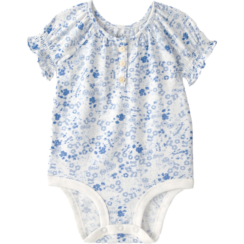 OshKosh B'Gosh - Baby Girl's Puff Sleeves Knit Floral Bodysuits - White/Blue