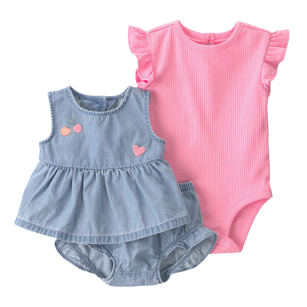 Carter's Baby Girl's Bodysuit with Peplum Top and Diaper Cover - Denim