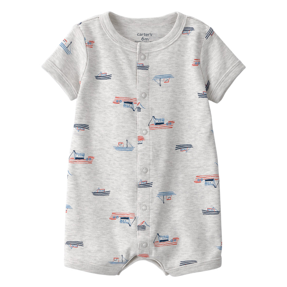 Carter's Baby Boy's Ship Printed Buttoned Creeper - Grey