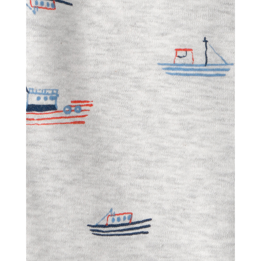 Carter's Baby Boy's Ship Printed Buttoned Creeper - Grey