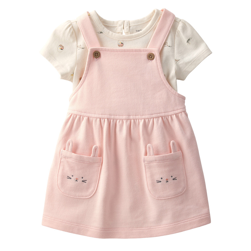 Carter's Baby Girl's Bunny Jumper with T-Shirt - Pink - 2 Pcs
