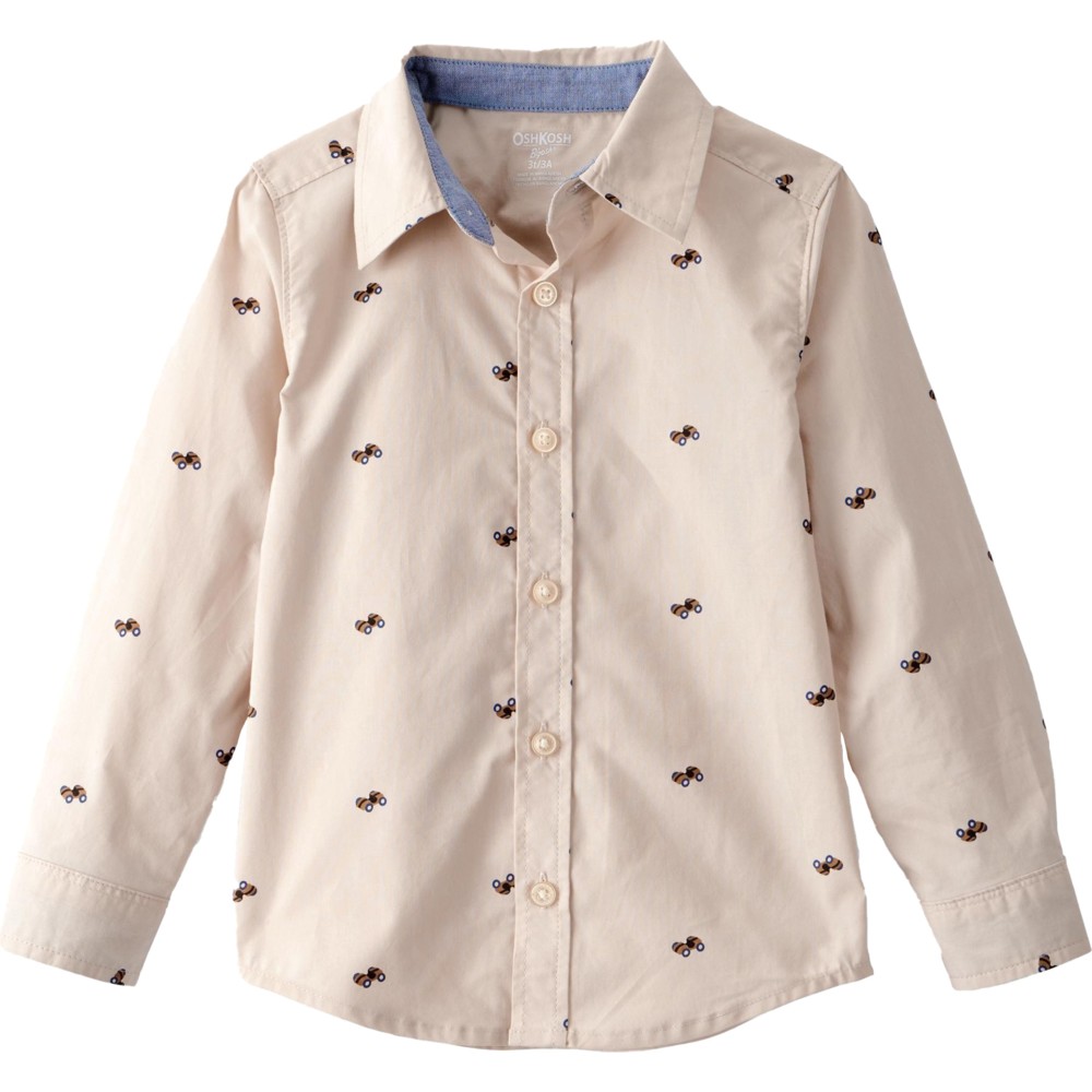 OshKosh B'Gosh - Boy's Printed Long Sleeves Woven Shirt - Beige