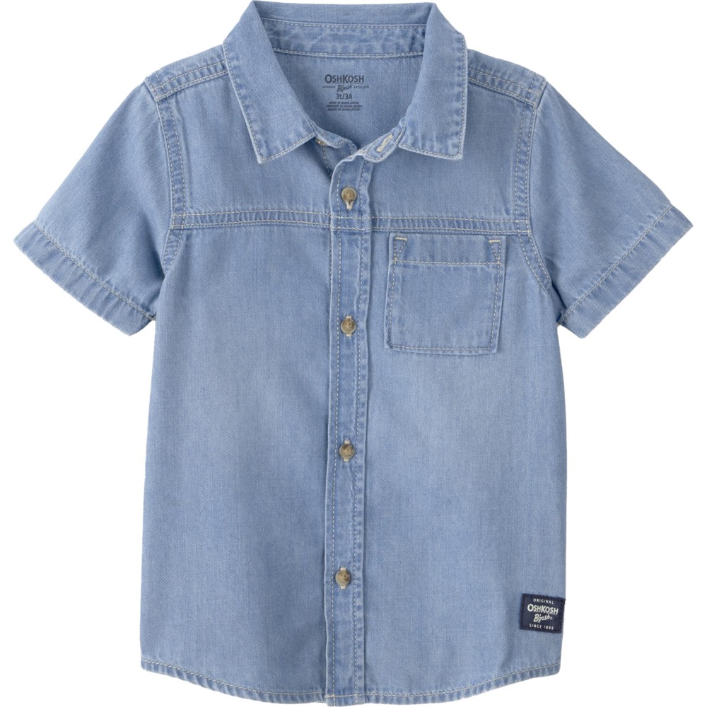 OshKosh B'Gosh - Boy's Short Sleeves Woven Front Buttoned Shirt - Blue