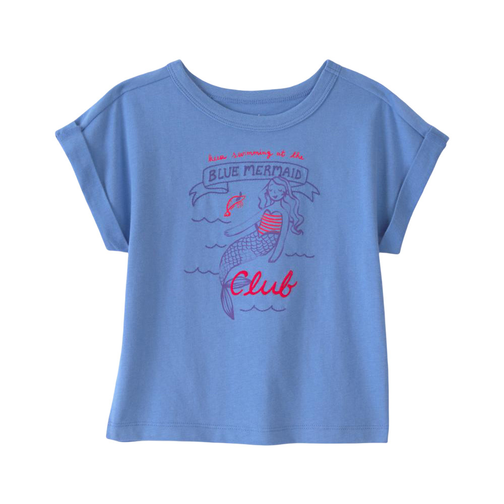 Carter's Girl's Mermaid Club Printed Round Neck T-Shirt - Blue