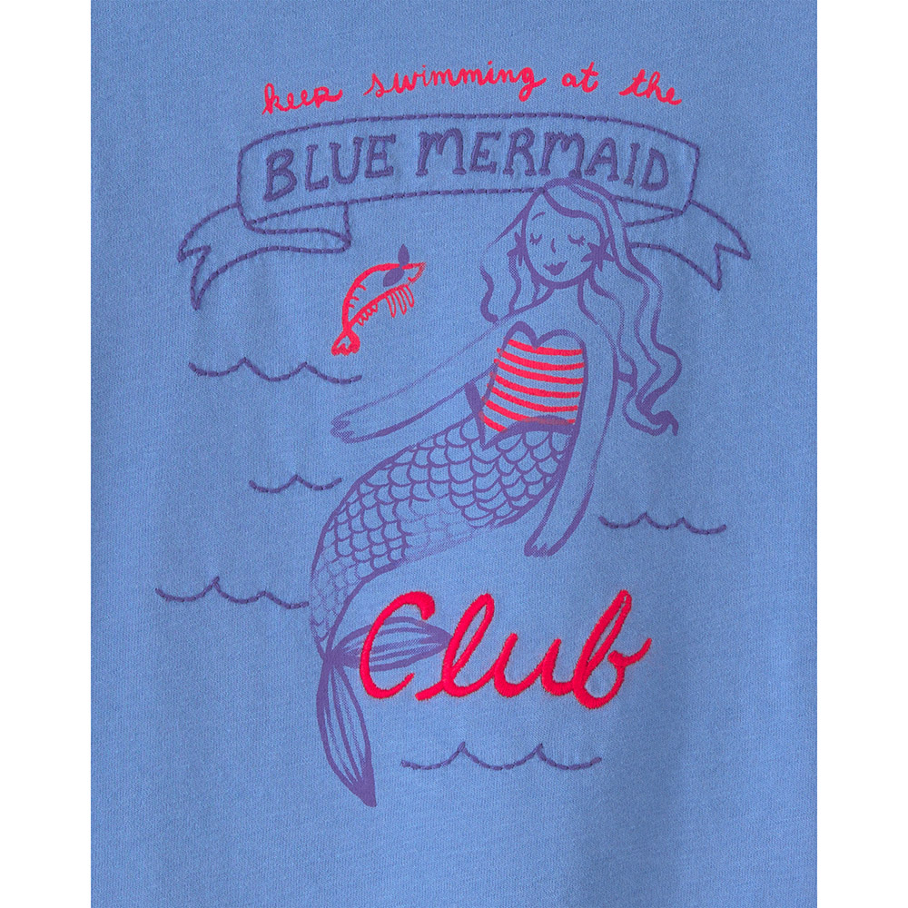 Carter's Girl's Mermaid Club Printed Round Neck T-Shirt - Blue