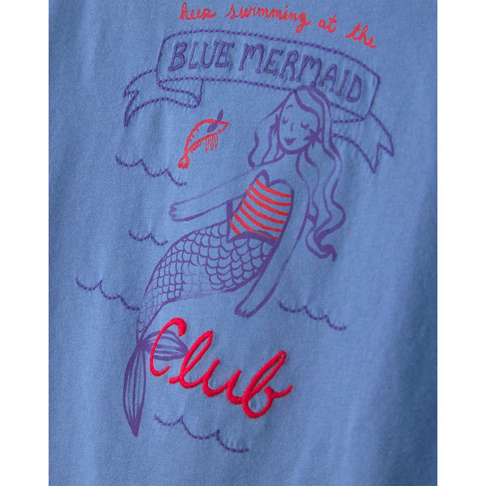 Carter's Girl's Mermaid Club Printed Round Neck T-Shirt - Blue