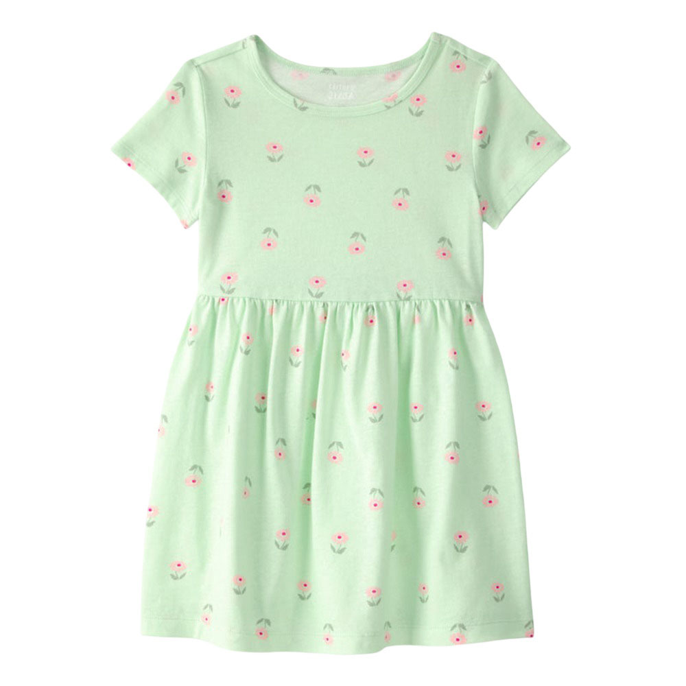Carter's Girl's Floral Printed Knit Dress - Green