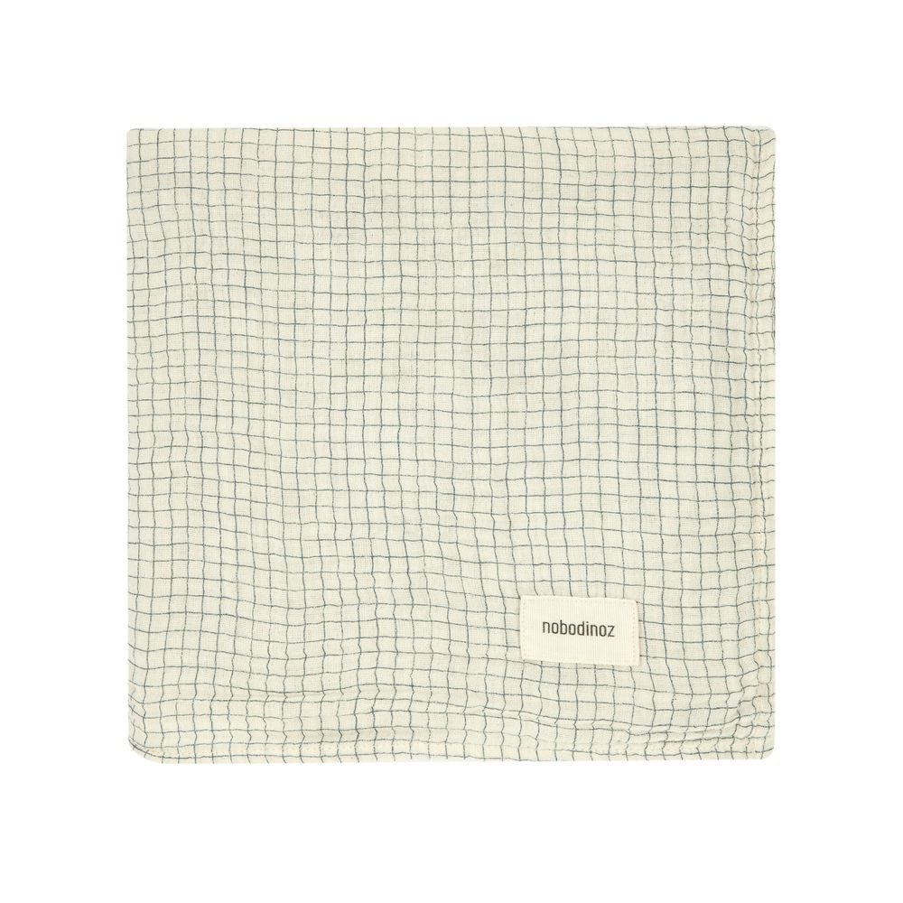 Nobodinoz - Muslin Swaddle Gift Set - Blue Grid