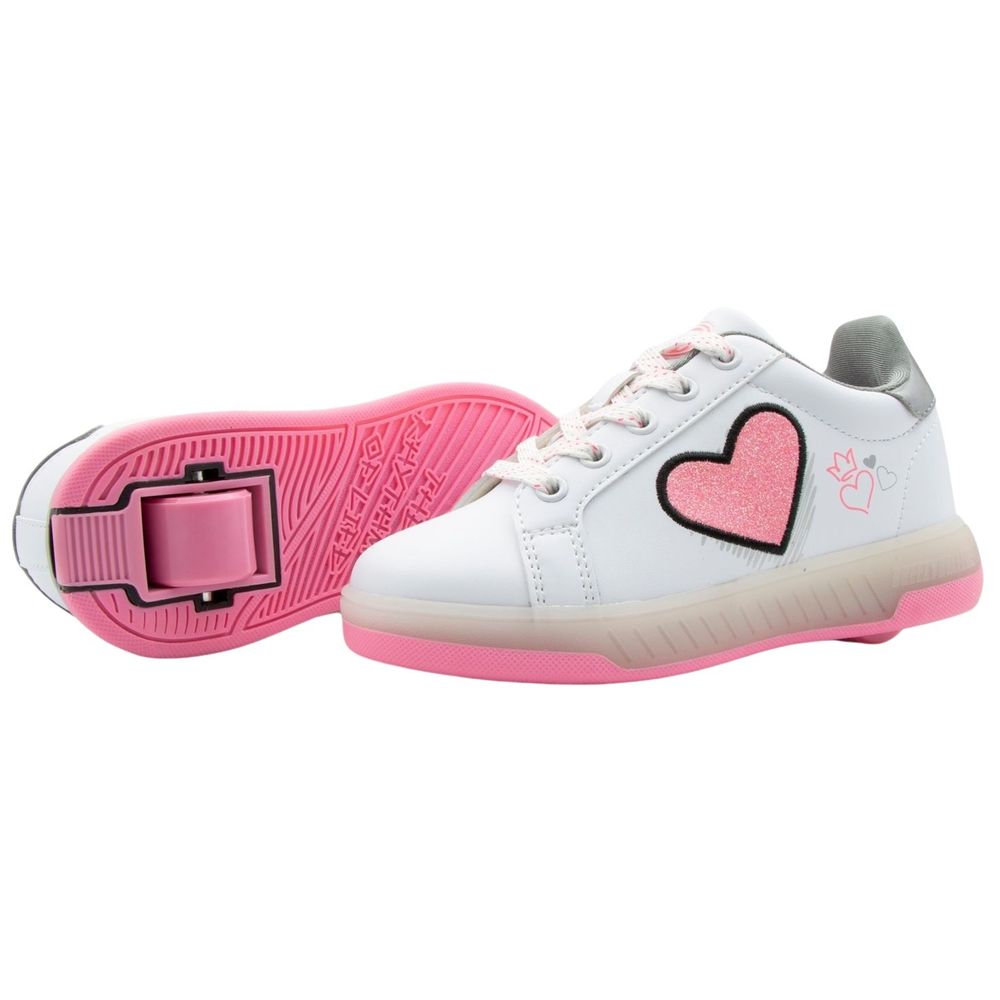 Breezy Rollers Heart Design Shoes with Wheels for Kids - White