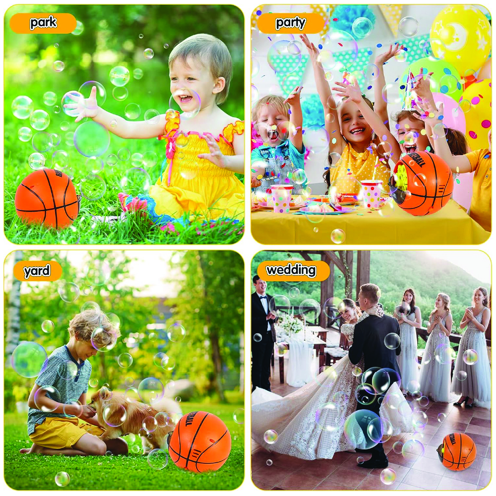 Sam Toys - Battery Operated Basketball Bubble Machine - Orange