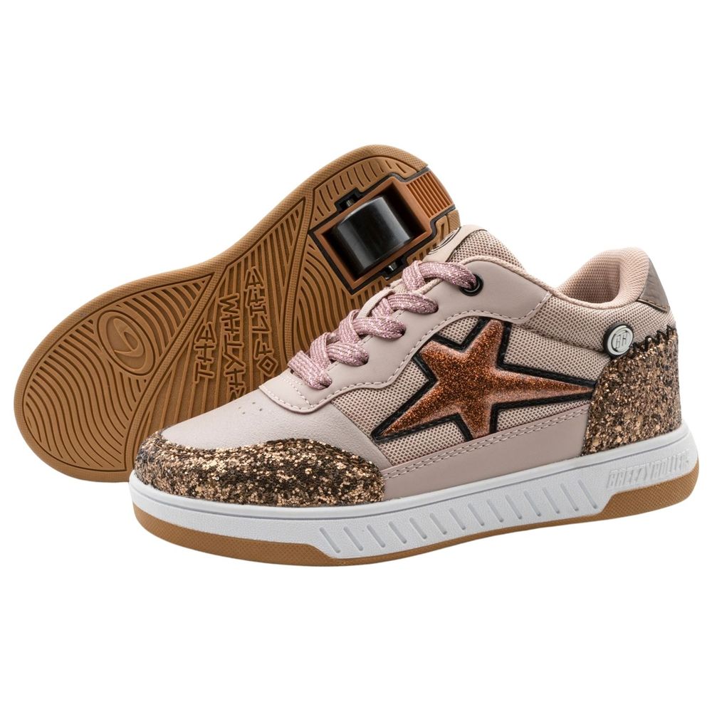 Breezy Rollers Glitter Shoes with Wheels for Kids Beige/Pink