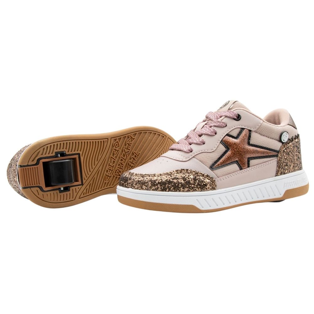 Breezy Rollers Glitter Shoes with Wheels for Kids Beige/Pink