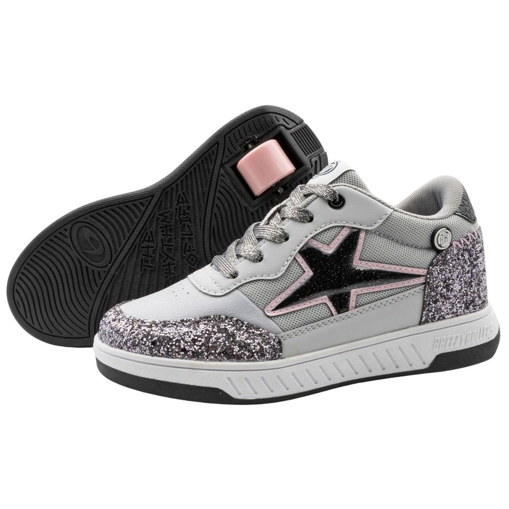 Breezy Rollers Glitter Shoes with Wheels for Kids - Silver