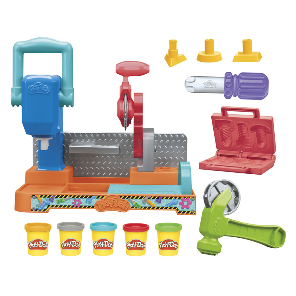 Play-Doh - Stamp And Saw Tool Bench Dough Compound Playset - 12 Pc Set