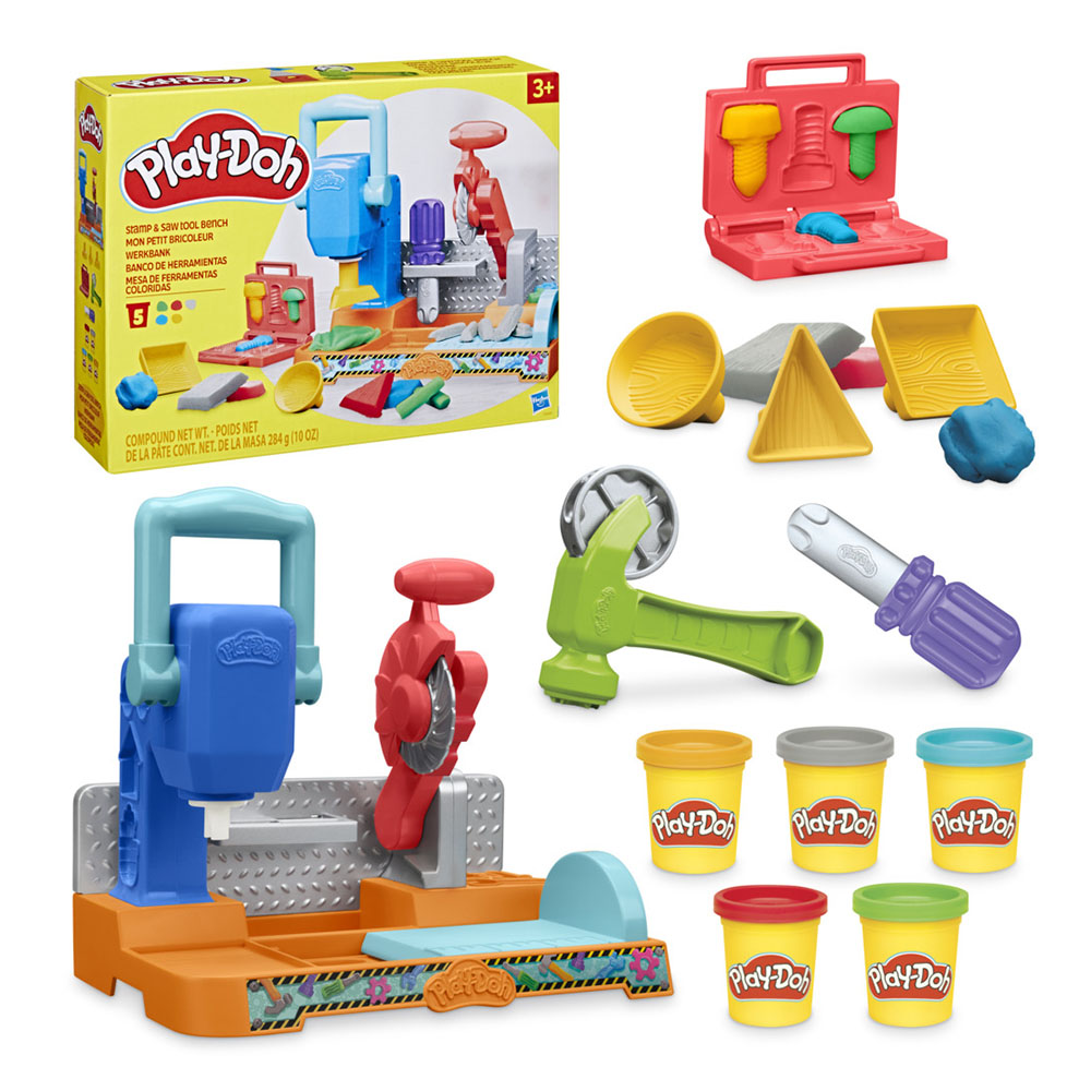 Play-Doh - Stamp And Saw Tool Bench Dough Compound Playset - 12 Pc Set