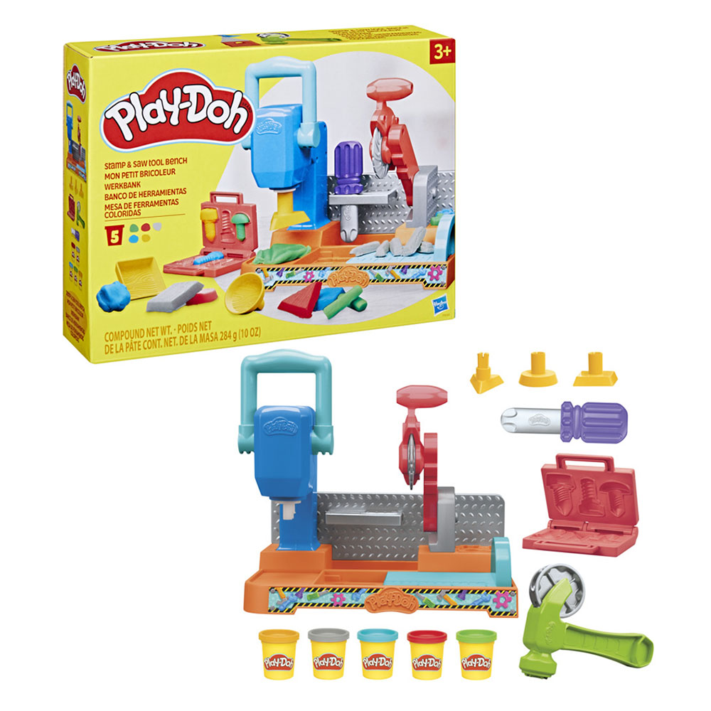 Play-Doh - Stamp And Saw Tool Bench Dough Compound Playset - 12 Pc Set