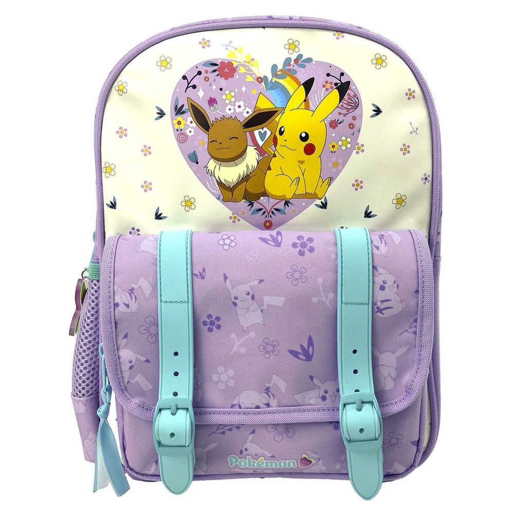 Pokemon - Eevee And Pikachu Backpack - Flowers Collection - 12-Inch/30.5cm