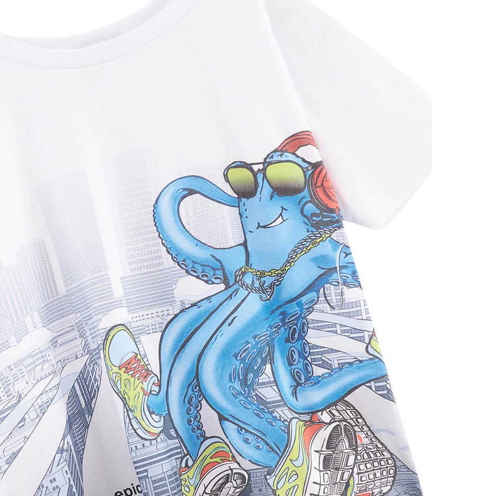 Bell Bimbo Boys Fun Printed T-Shirt - White