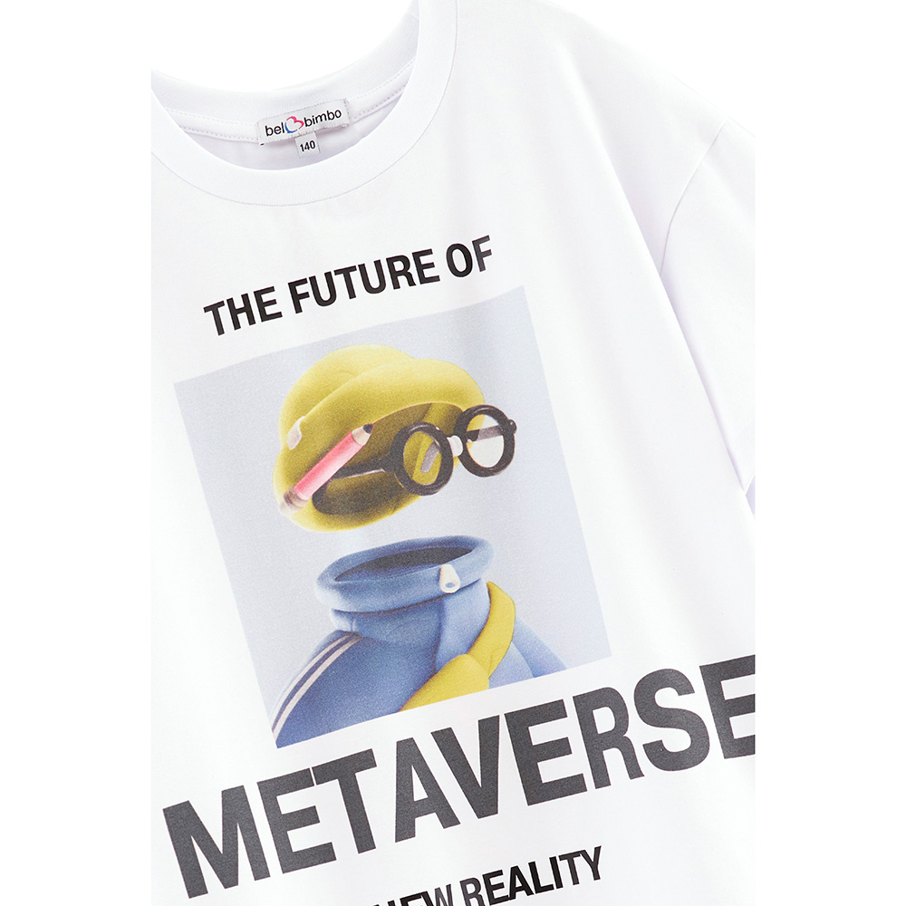 Bell Bimbo Boys Metaverse Printed T-Shirt - White