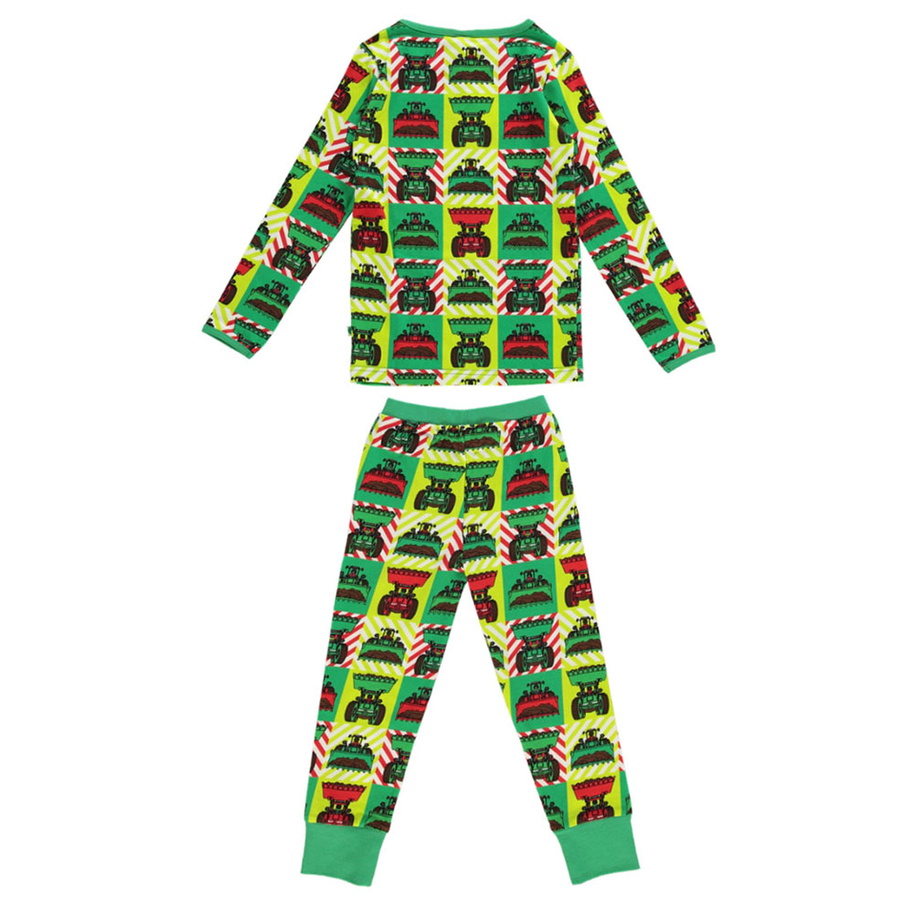 Smafolk Excavator Print Nightsuit - Green - 2 Pcs