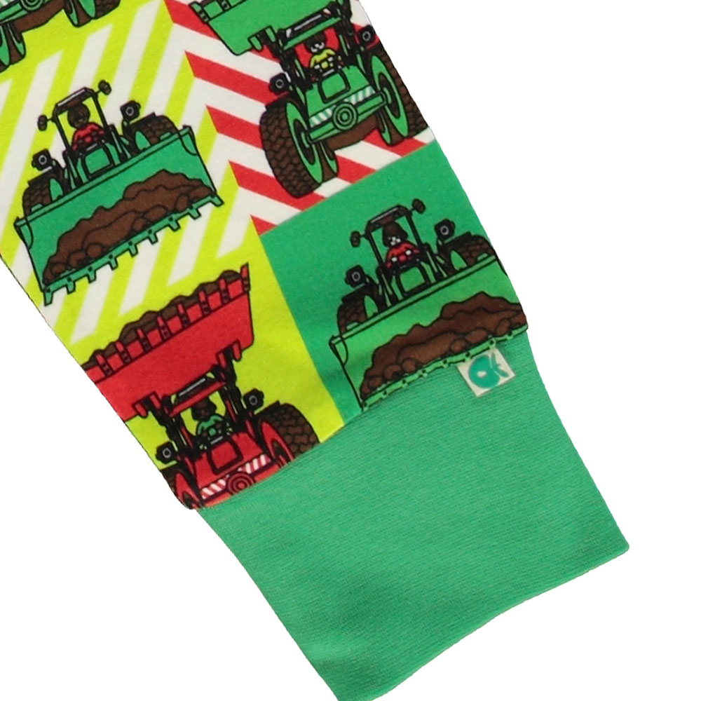 Smafolk Excavator Print Nightsuit - Green - 2 Pcs