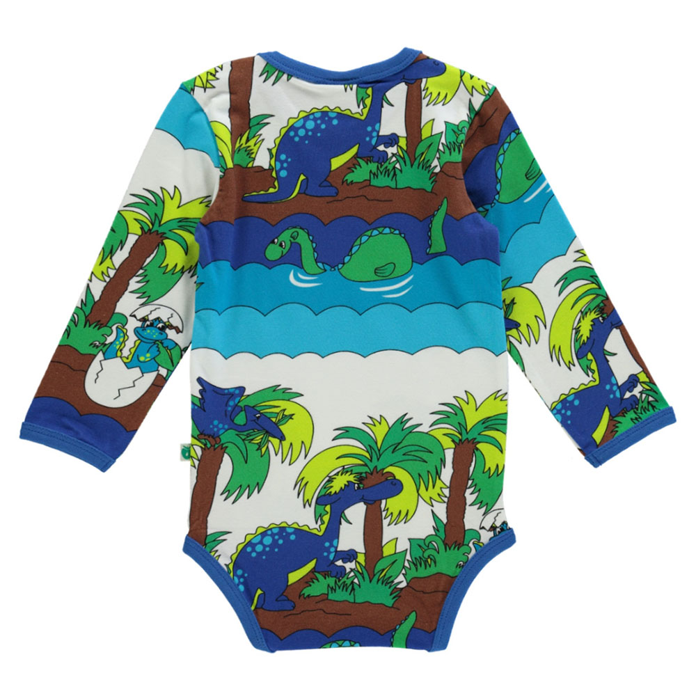 Smafolk Dinosaurs Print Long Sleeve Bodysuit - Blue