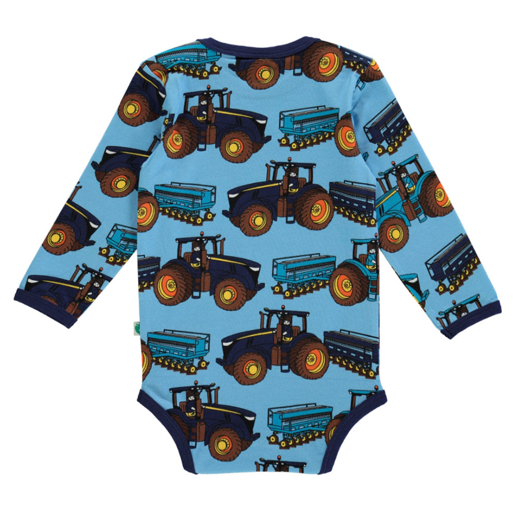Smafolk Tractors Print Long Sleeve Bodysuit - Blue
