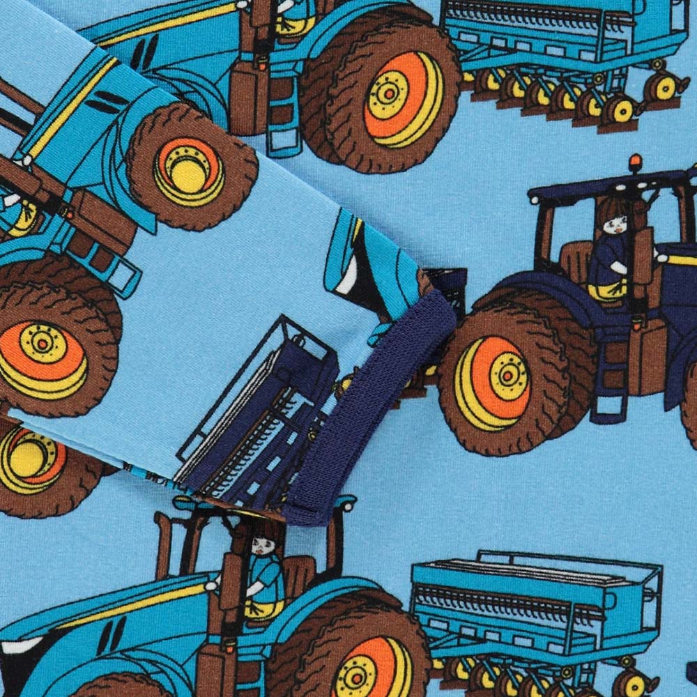 Smafolk Tractors Print Long Sleeve Bodysuit - Blue