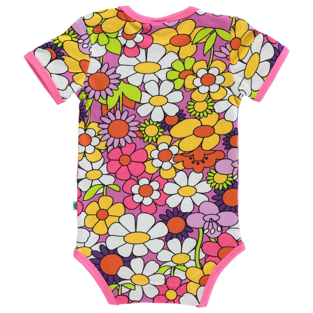 Smafolk Flower Print Short Sleeve Bodysuit - Pink