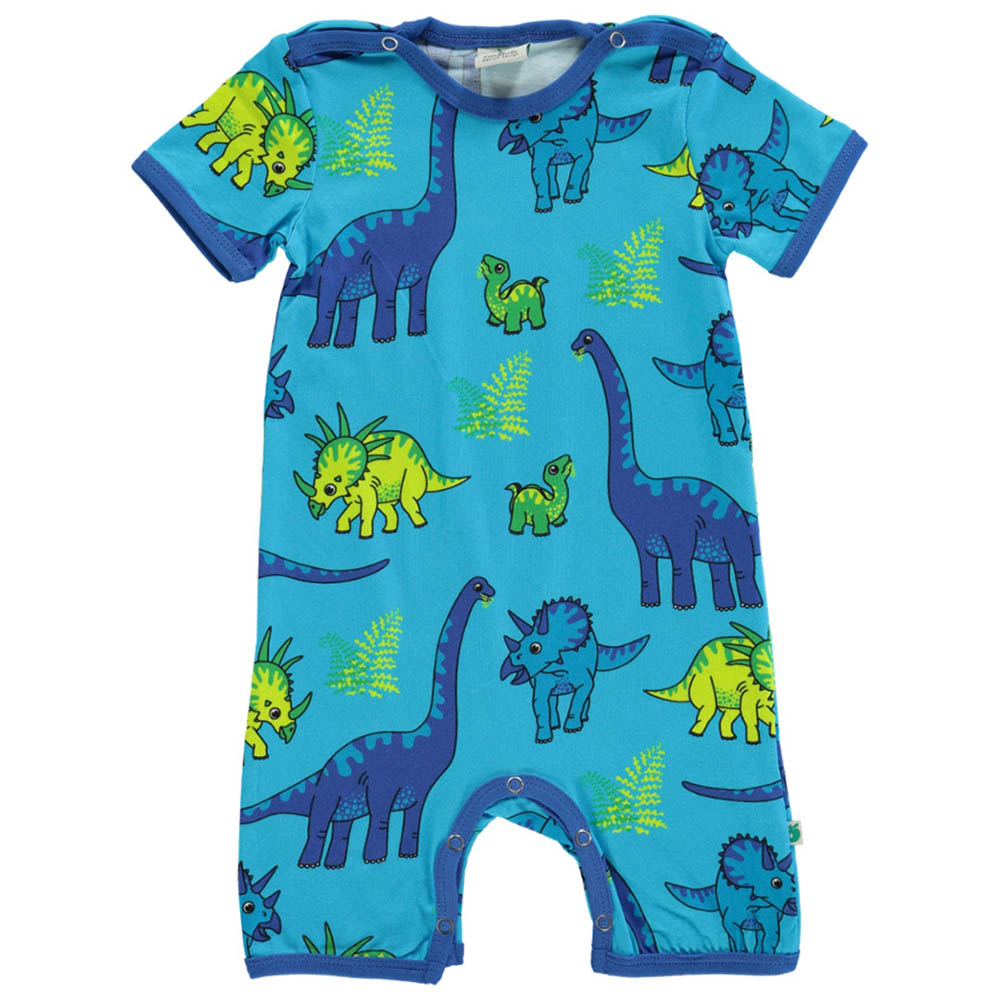 Smafolk Dinosaur Print Short Sleeve Romper - Blue