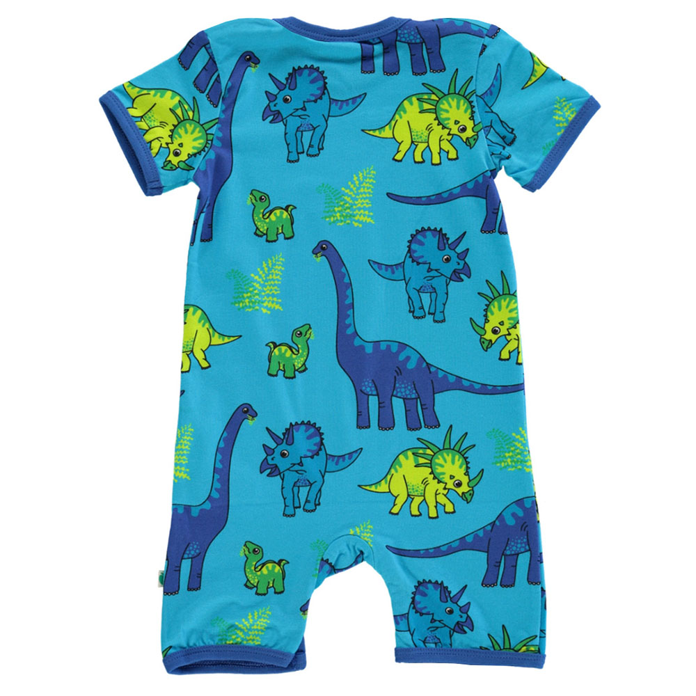 Smafolk Dinosaur Print Short Sleeve Romper - Blue