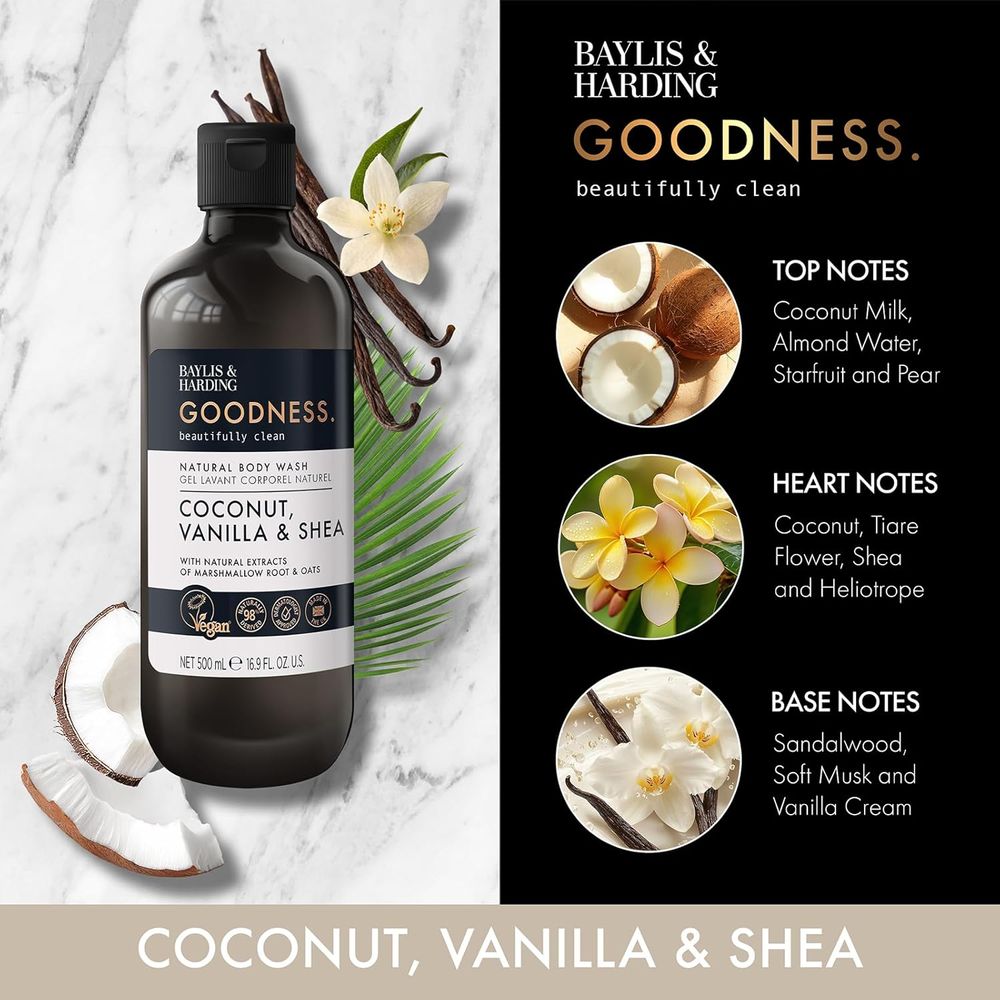 Baylis & Harding - Goodness Natural Body Wash - Coconut, Vanilla & Shea - 500 ml