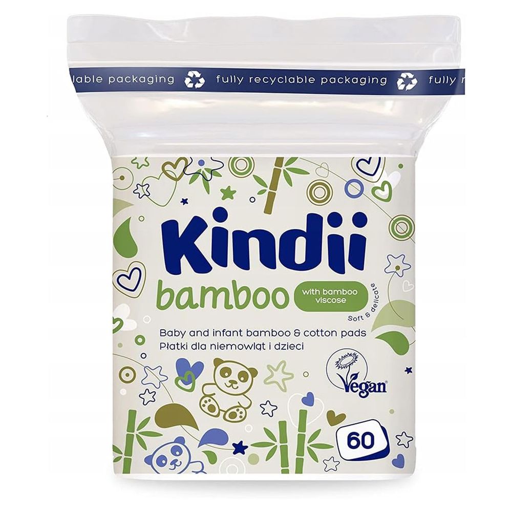 Kindii - Ultra-Soft Bamboo Baby Skincare Pads - 60 Pcs