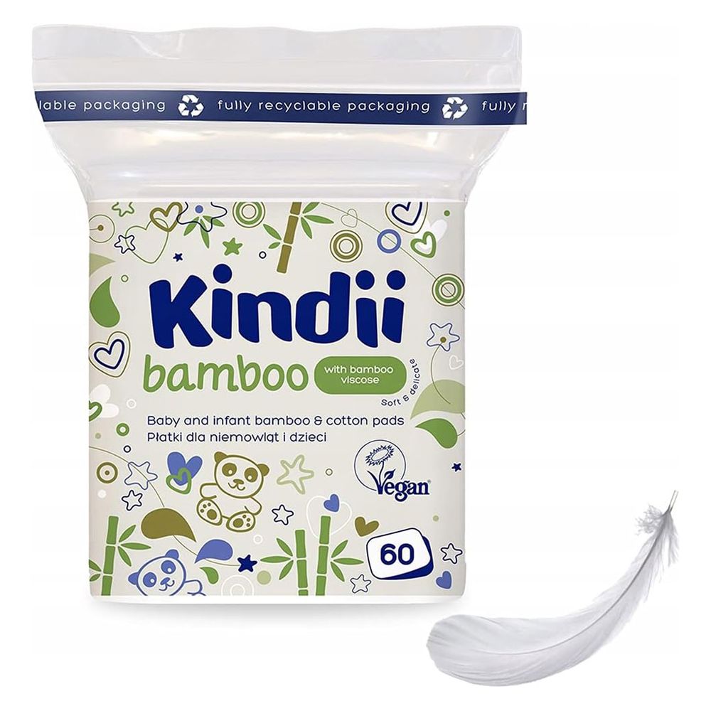 Kindii - Ultra-Soft Bamboo Baby Skincare Pads - 60 Pcs
