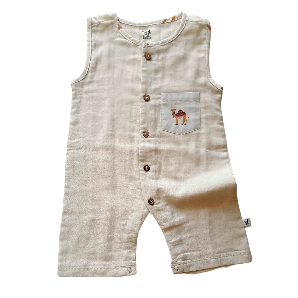 Tickle Tickle Camelot Organic Muslin Romper - Beige