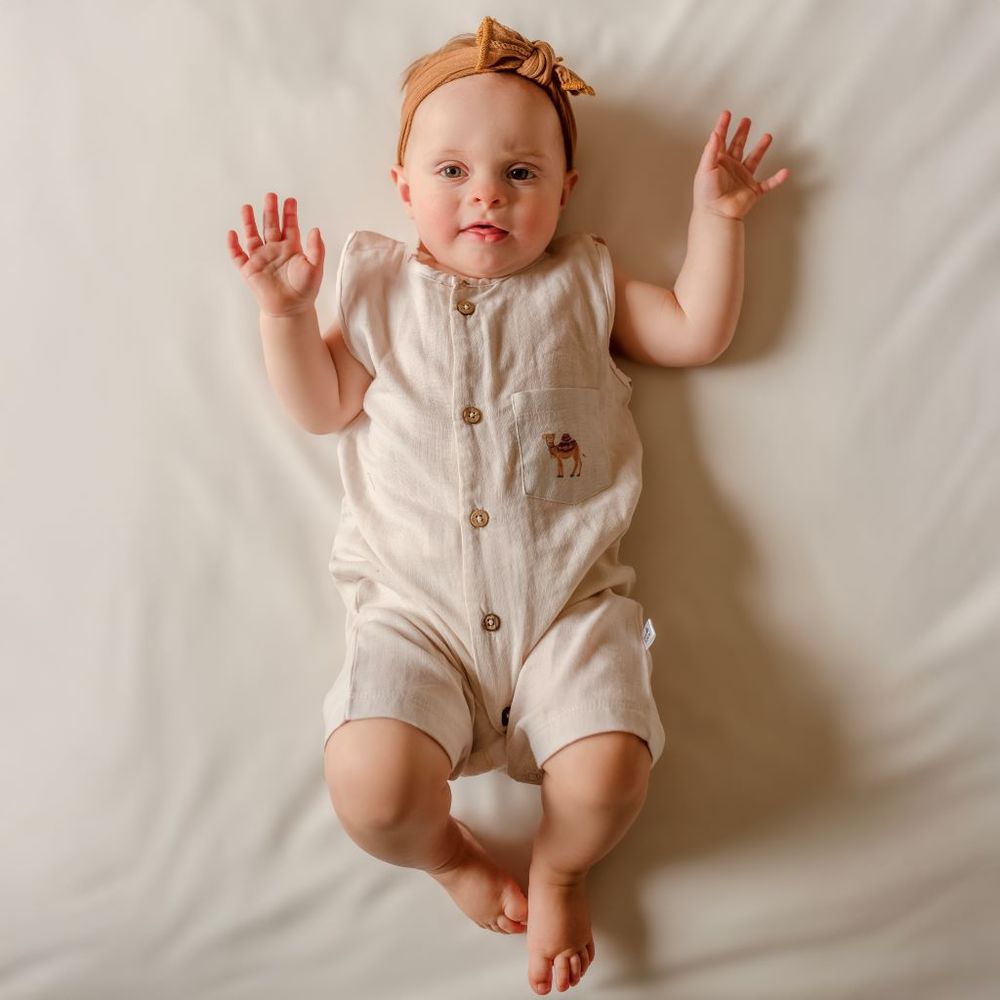 Tickle Tickle Camelot Organic Muslin Romper - Beige