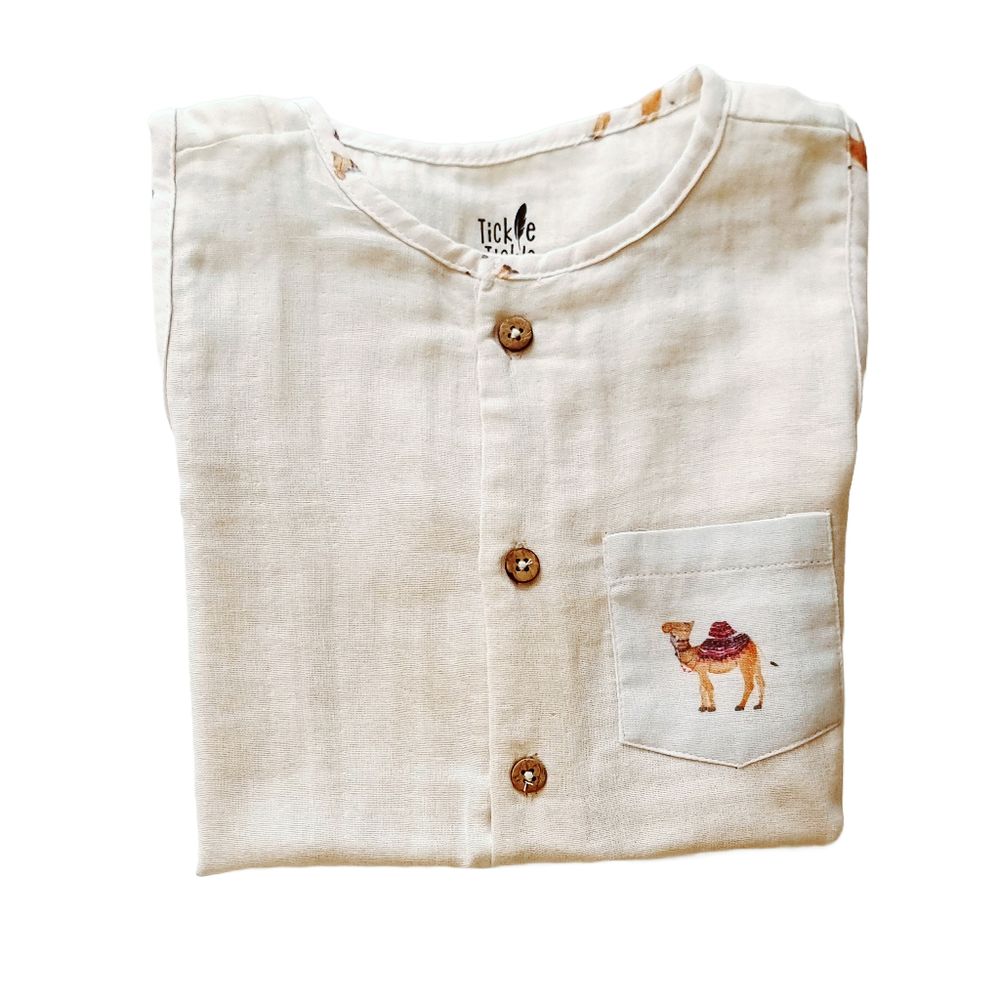 Tickle Tickle Camelot Organic Muslin Romper - Beige