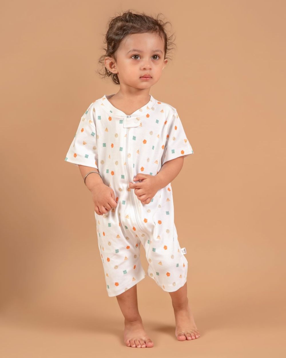 Tickle Tickle Snuggle Snapes Organic Short Zip Playsuit - White