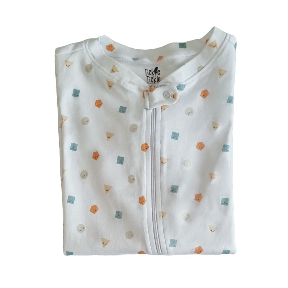 Tickle Tickle Snuggle Snapes Organic Short Zip Playsuit - White