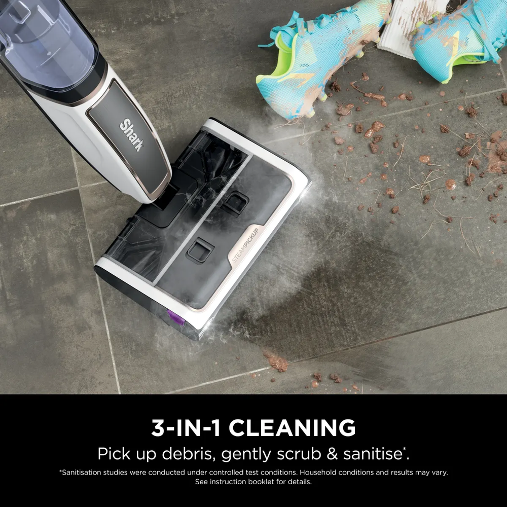 Shark - Steam Pickup 3-In-1 Steam Mop For Hard Floors - White