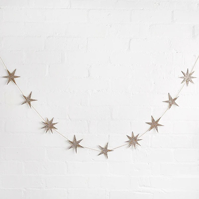 Hootyballoo - Wooden Glitter Star Garland - 2m