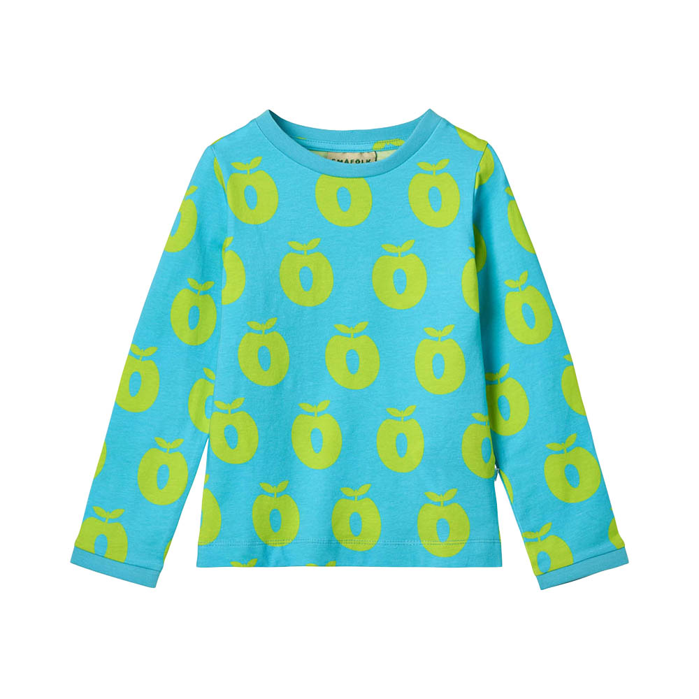 Smafolk Apple Print Long-Sleeved T-Shirt - Blue
