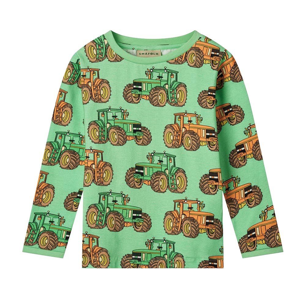 Smafolk Tractors Print Long Sleeve T-Shirt - Green