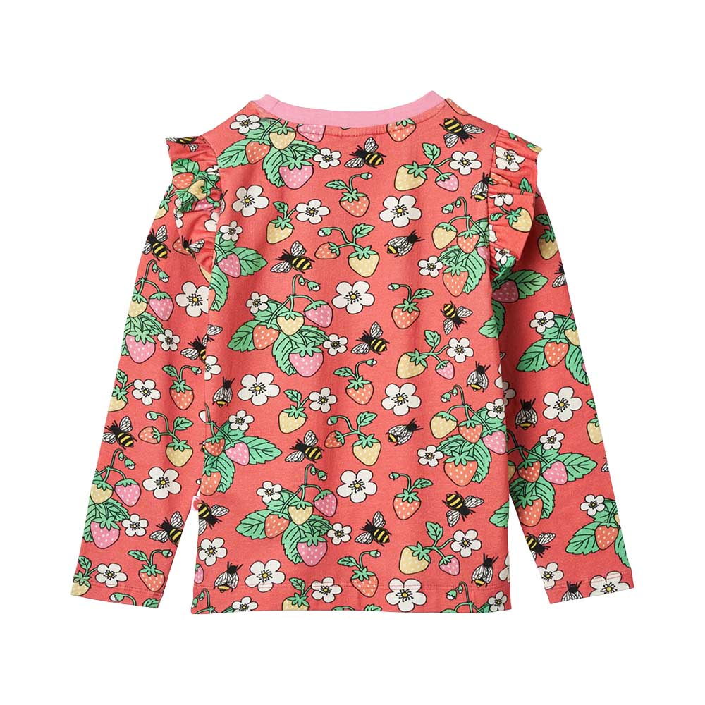 Smafolk Strawberries Print Long Sleeve T-Shirt Dark - Pink