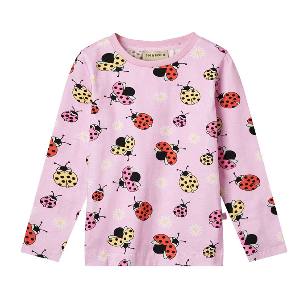 Smafolk Ladybirds Print Long Sleeve T-Shirt - Pink
