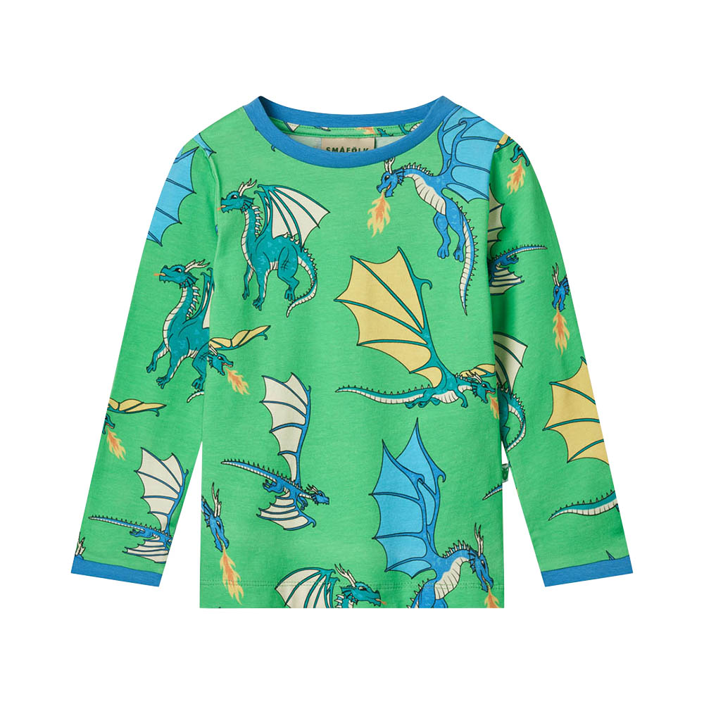 Smafolk Flying Dragons Print Long Sleeve T-Shirt - Green