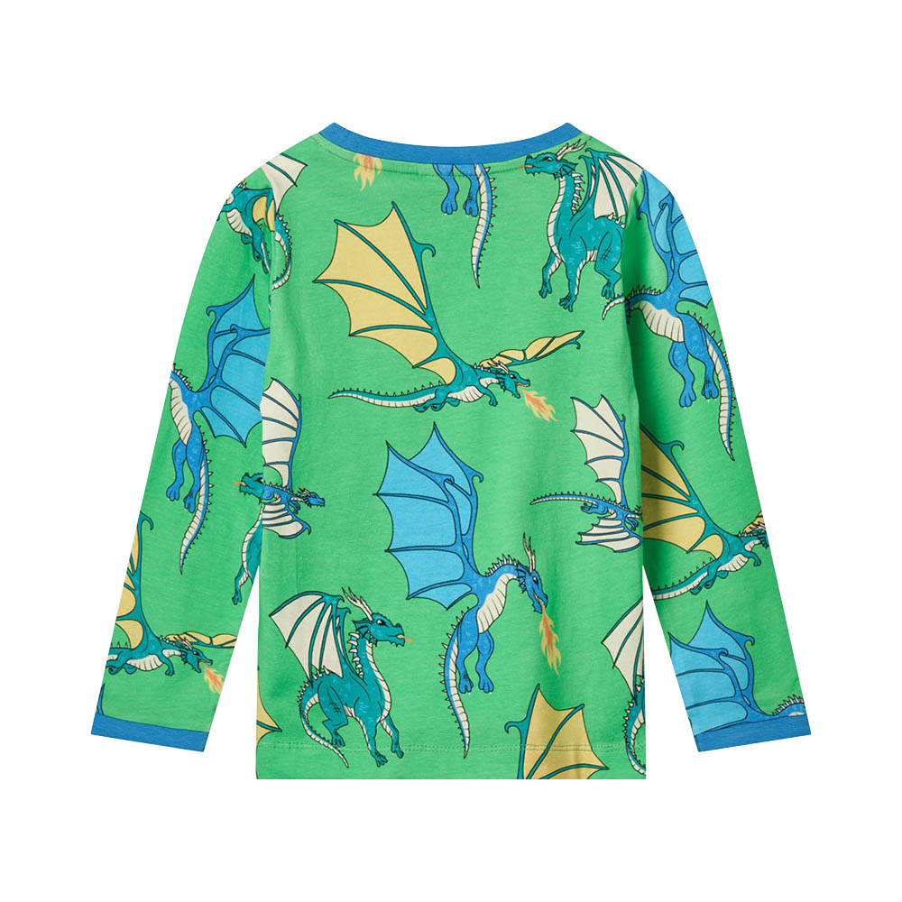 Smafolk Flying Dragons Print Long Sleeve T-Shirt - Green